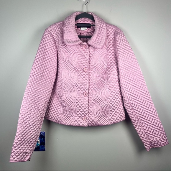 Harve Benard Jackets & Blazers - Vintage Harve Benard Baby Pink Quilted Button Up Jacket Coat 12 Large Preppy